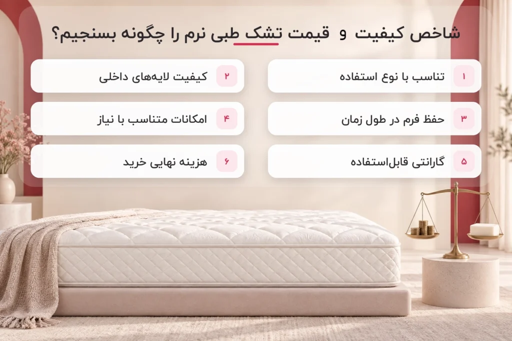 شاخص کیفیت و قیمت تشک طبی نرم