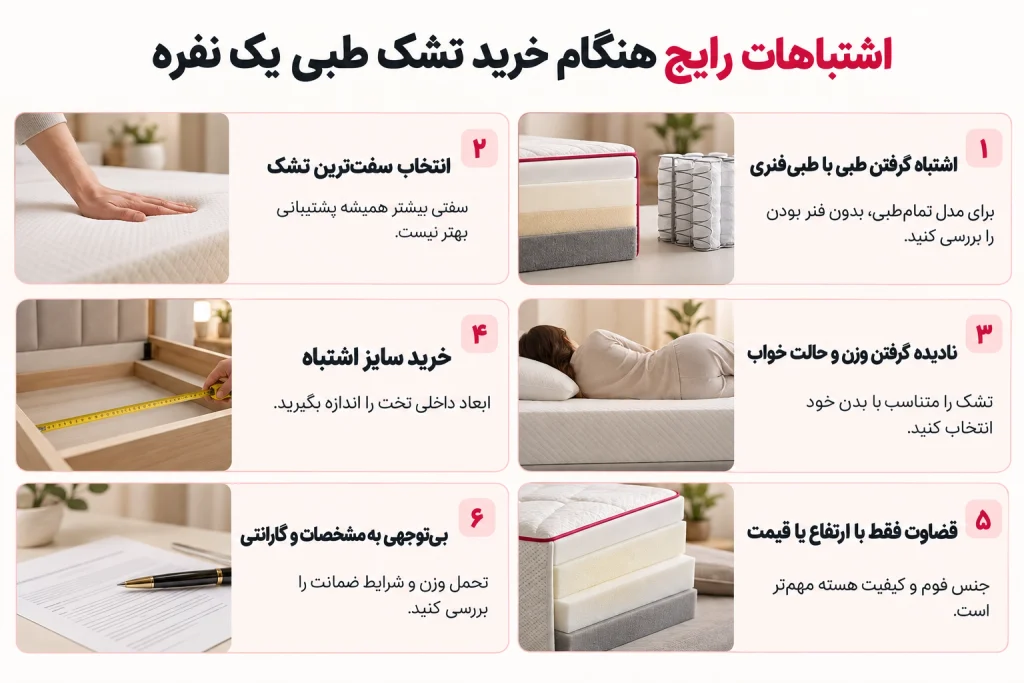 اشتباهات رایج هنگام خرید تشک طبی یک نفره